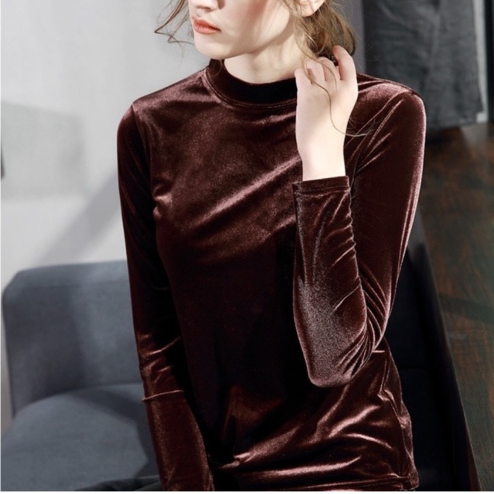 Y2K BCBG Velvet Tracksuit 3 Piece Set Jacket Mock Neck Top Pants Brown Sporty - Picture 13 of 13